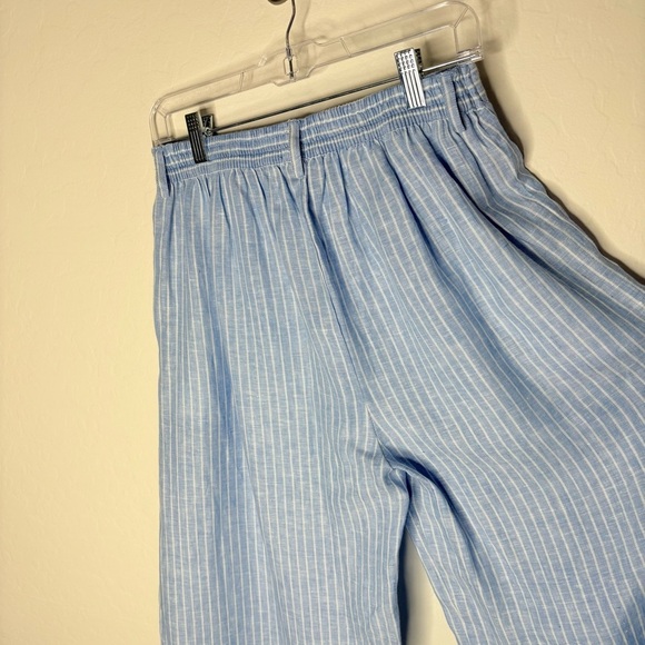 Anthropologie Vitamin A The Getaway Pant 100% Linen Blue Stripes Size Small - Picture 8 of 12